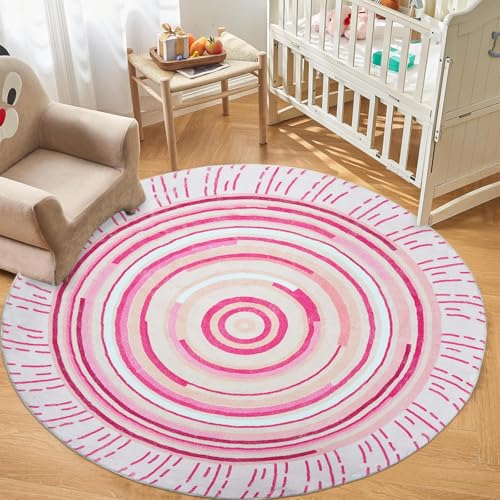 USTIDE Runder Kinderteppich, rosa Lutscher, Krabbelmatte, 120 cm, rutschfeste Matte, maschinenwaschbar, Teppich für Mädchen, Schlafzimmer, Wohnzimmer, Esszimmer, Zuhause, 120 cm USTIDE Runder Kinderteppich, rosa Lutscher, Krabbelmatte, 120 cm, rutschfeste Matte, maschinenwaschbar, Teppich für Mädchen, Schlafzimmer, Wohnzimmer, Esszimmer, Zuhause, 120 cm von USTIDE