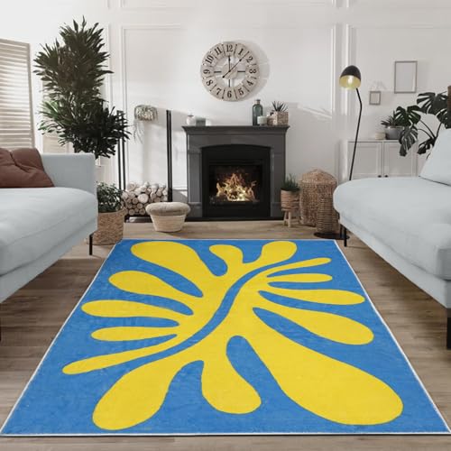 USTIDE Rutschfester, ultradünner abstrakter Teppich für Wohnzimmer, 91 x 152 cm, botanisch weich, für Schlafzimmer, Überwurf, Gelb und Grün, waschbarer Bodenteppich für Esszimmer, Kinderzimmer USTIDE Rutschfester, ultradünner abstrakter Teppich für Wohnzimmer, 91 x 152 cm, botanisch weich, für Schlafzimmer, Überwurf, Gelb und Grün, waschbarer Bodenteppich für Esszimmer, Kinderzimmer von USTIDE