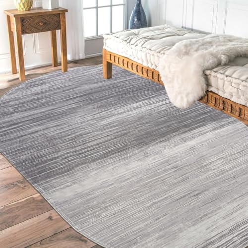 USTIDE Waschbarer, ovaler Kinderteppich für Schlafzimmer, 10,2 x 15,2 cm, moderner Ombré-Teppich für Wohnzimmer, rutschfest, niedriger Flor, Bodenteppich für Nachttisch, Kinderzimmer von USTIDE