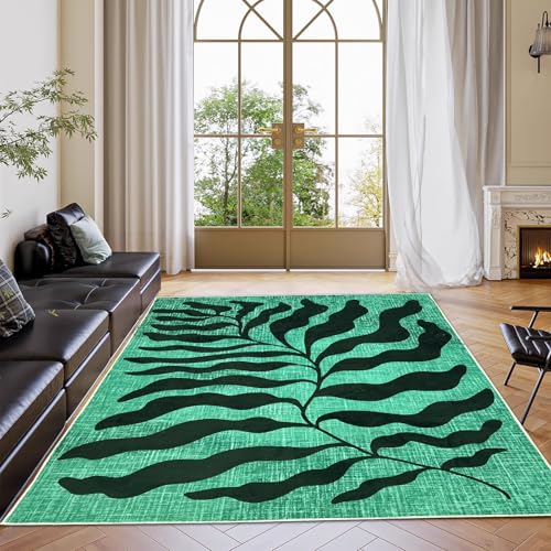 USTIDE Waschbarer Teppich, abstrakter botanischer Niederflor, rutschfest, für Innenbereich, Schlafzimmer, Wohnzimmer, Küche, Badezimmer, Büro, grüner Kunstwollteppich, 10 x 15 cm USTIDE Waschbarer Teppich, abstrakter botanischer Niederflor, rutschfest, für Innenbereich, Schlafzimmer, Wohnzimmer, Küche, Badezimmer, Büro, grüner Kunstwollteppich, 10 x 15 cm von USTIDE