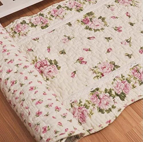 Ustide Rustikaler Rosenteppich, Heimdekoration, Baumwolle, rosa Rosen, Schlafzimmer, Bodenteppich, einzigartig, gesteppt, waschbar, Badteppich, 2 x 4 (rosa) von USTIDE