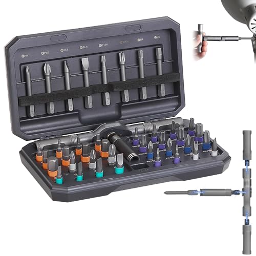 42-in-1 Magnetisches Schraubendreher-Set, 24-in-1-DIY-Schraubendreher-Set, Ratschengriff, abnehmbares vielseitiges Werkzeugset für PC, Möbel, Fahrrad von USUAUU