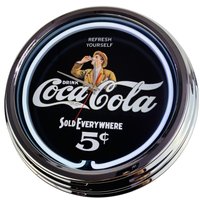 Coke 5Cent Große Neon-Uhr 17" Zoll | N-0229 Retro Wanduhr Im 50's Style von USWay