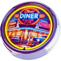 Diner 11, Große Neon-Uhr 17" Zoll | N-0695 Retro Wanduhr Im 50's Style von USWay
