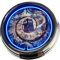 Dr. Who Tardis Zeitmaschine Große Neon-Uhr 17" Zoll | N-0481 Retro Wanduhr Im 50's Style von USWay