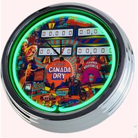 Flipper Canada Dry Gottlieb 1976 Große Neon-Uhr 17" Zoll | N-0710 Retro Wanduhr Im 50's Style von USWay
