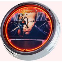 Flipper Terminator 2 Williams 1991 Große Neon-Uhr 17" Zoll | N-0703 Retro Wanduhr Im 50's Style von USWay