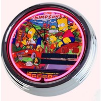 Flipper The Simpsons Data East 1990 Große Neon-Uhr 17" Zoll | N-0715 Retro Wanduhr Im 50's Style von USWay