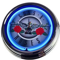 Guns & Roses Große Neon-Uhr 17" Zoll | N-0251 Retro Wanduhr Im 50's Style von USWay