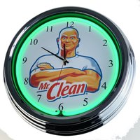 Mr.clean Neon-Uhr 17" Zoll | N-0343 Retro Wanduhr Im 50's Style von USWay