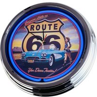 Route 66 Große Neon-Uhr 17" Zoll | N-0348 Retro Wanduhr Im 50's Style von USWay