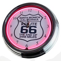 Route 66 Santo Monica Californien Große Neon-Uhr 17" Zoll | N-0602 Retro Wanduhr Im 50's Style von USWay