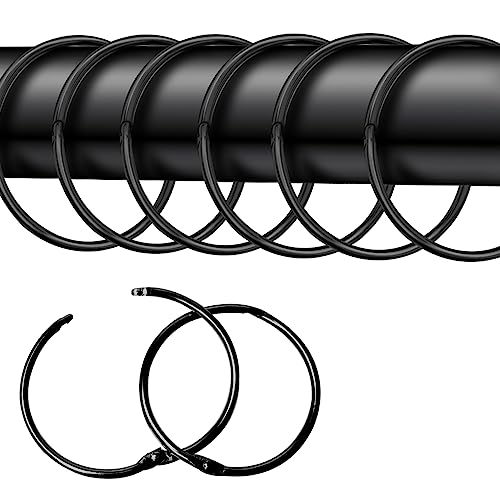 20 Stück gardinenringe zum öffnen,50mm Gardinenringe Vorhangringe,Rundringe Vorhang Clips Duschvorhang Metallklammern für Vorhänge und Gardinenstangen（schwarz） von UTEFIF