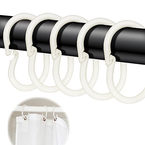 24 Stück Duschvorhang Ringe,Duschvorhang Haken,Ringe für Duschvorhang in C-Form, für Duschvorhangstangen und Duschvorhangwinkelstangen(Weiß) von UTEFIF