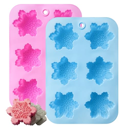 2pcs Silikon Schneeflocke Formen, für Seife DIY Formen für Backen,Kuchen,Schokolade, Pudding,Jelly,Muffin Tabletts,6-cavity von UTEFIF
