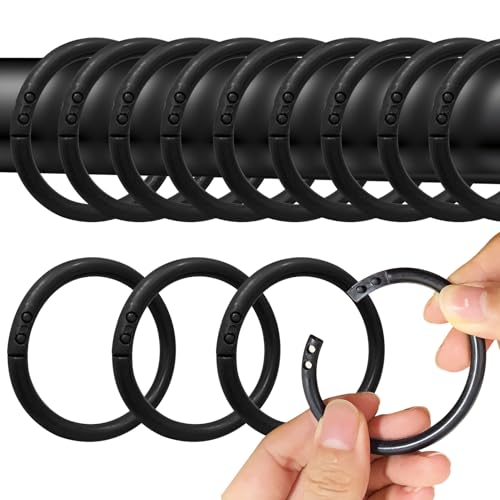 90 Stück Duschvorhang Ringe,Kunststoff Duschvorhang Haken,Vorhang Aufhängeringe,Ringe für Duschvorhang in C-Form,für die Meisten Duschvorhänge Geeignet ist(schwarz) von UTEFIF