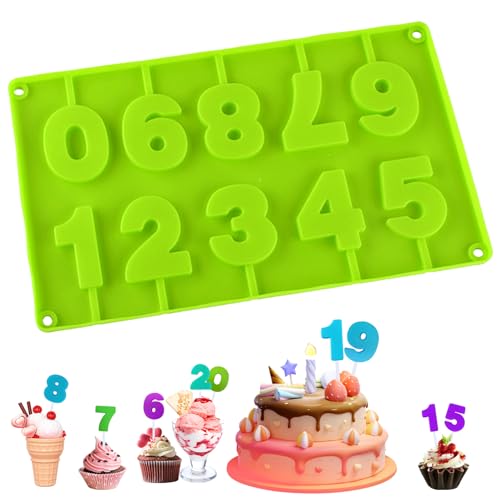 Cake Topper Zahlen Silikon 0-9,DIY, wiederverwendbar von UTEFIF