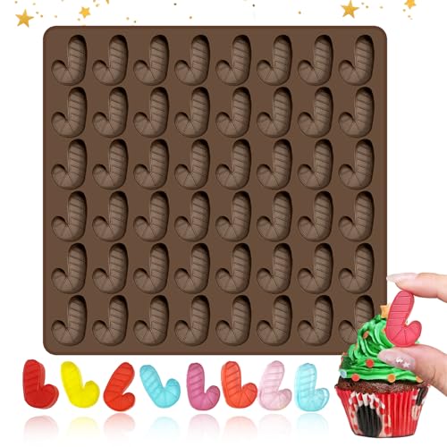 3D Antihaft Weihnachten Pralinenform -48 Mulden, Silikonform für Weihnachten mit Form von Weihnachts-Zuckerrohr-Süßigkeiten,für Schokolade,Kuchen,Fondant(Wiederverwendbar) von UTEFIF