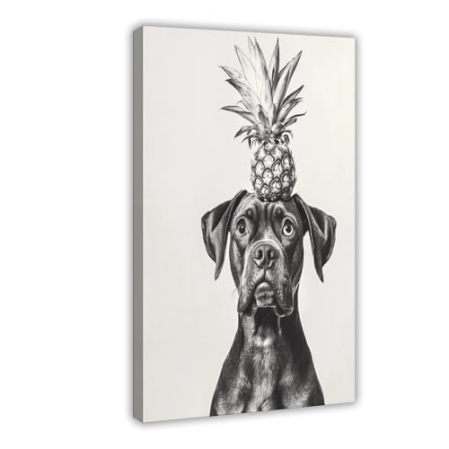 UTGN Kunstdruck auf Leinwand, Motiv: Boxer und Ananas, Küchenhund, 20 x 30 cm UTGN Kunstdruck auf Leinwand, Motiv: Boxer und Ananas, Küchenhund, 20 x 30 cm von UTGN