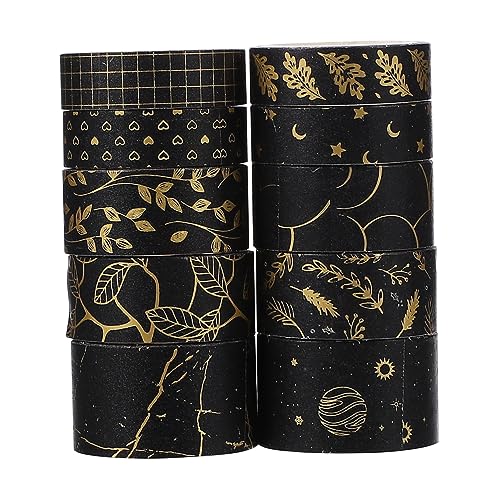 UTHCLO 10 Rollen DIY Papierklebeband mit Glänzendem Golddruck pro Rolle Dekoratives Washi Tape für Scrapbooking Geschenkverpackung Tagebuch und Bastelprojekte UTHCLO 10 Rollen DIY Papierklebeband mit Glänzendem Golddruck pro Rolle Dekoratives Washi Tape für Scrapbooking Geschenkverpackung Tagebuch und Bastelprojekte von UTHCLO