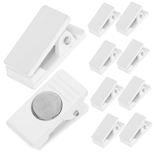 UTHCLO 10 Stück Id-Ordner Magnetische Wandclips Kleiner Ausweisclip Abzeichenclip Für Arbeitsabzeichen Clips Für Arbeitsabzeichen Abzeichen-Clip Clip Für Namensschild Weiß Stahl von UTHCLO