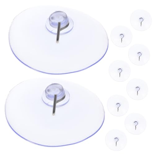 UTHCLO 10 Stück Transparente Saugnapf haken aus Edelstahl Stabile Pvc halterung Einfach Anzubringen für Küche Bad Glasflächen Platzsparende Wandhaken zur Organisation von UTHCLO