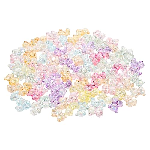 UTHCLO 100 Stück Acryl Bär Perlen Ab Farbe DIY Schmuck Spacer Perlen für Armbänder Bastelset Langebige Transparente für Handgemachten Schmuck von UTHCLO