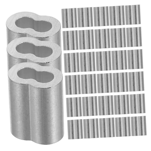 UTHCLO 100 Stück Teiliges Aluminium Doppelhülsen mit Drahtseil Doppellöchrig Vielseitig Einsetzbar zum Anheben Befestigen und Verbinden Kabelschlaufenwerkzeug für Stabile und Sichere von UTHCLO