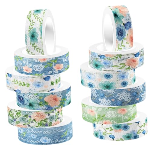 UTHCLO 12 Rollen Washi Tape Aquarell Blau Rosen Transparentes Dekoratives Klebeband für Scrapbooking DIY Handwerk Planer Sticker Roll Wiederablösbar Einfach zu Reißen UTHCLO 12 Rollen Washi Tape Aquarell Blau Rosen Transparentes Dekoratives Klebeband für Scrapbooking DIY Handwerk Planer Sticker Roll Wiederablösbar Einfach zu Reißen von UTHCLO