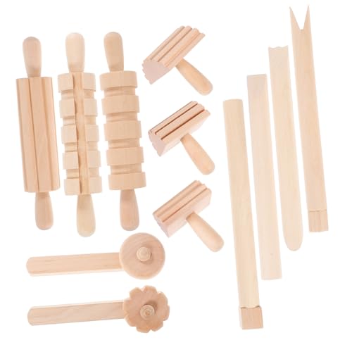 UTHCLO Polymer-ton-Rollen-Set 12-teilig Prägerollen Massivholzstruktur Für Jungen Und Mädchen Tonkunst von UTHCLO