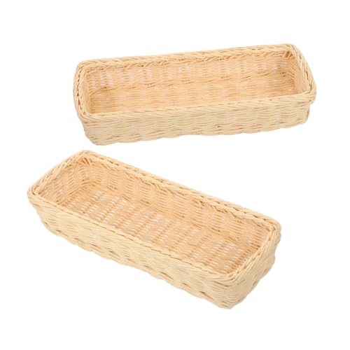 UTHCLO 2 STÜCK Handgeflochtener Rattan aufbewahrungskorb Weiß Vielseitiger Organizer für Besteck Kosmetik Esszimmer und Küche Schmaler Besteckhalter für Gabeln Löffel Essstäbchen von UTHCLO