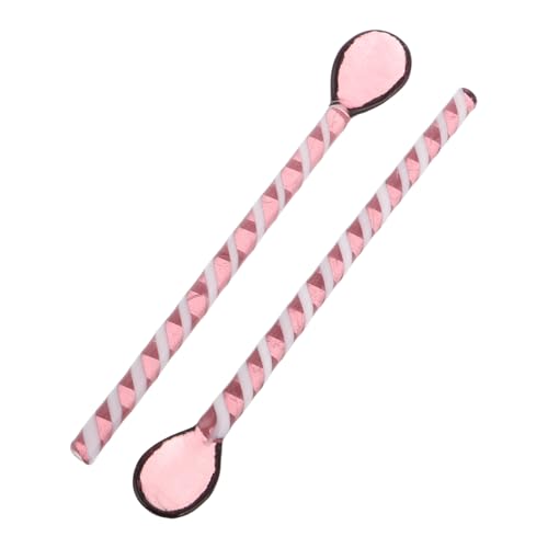 UTHCLO 2 Stück Bunte Kaffeelöffel mit Langem Griff Spiralförmiges Design Langlebig Hitzebeständig zum Umrühren von Kaffee Tee für Zuhause Bar Party von UTHCLO