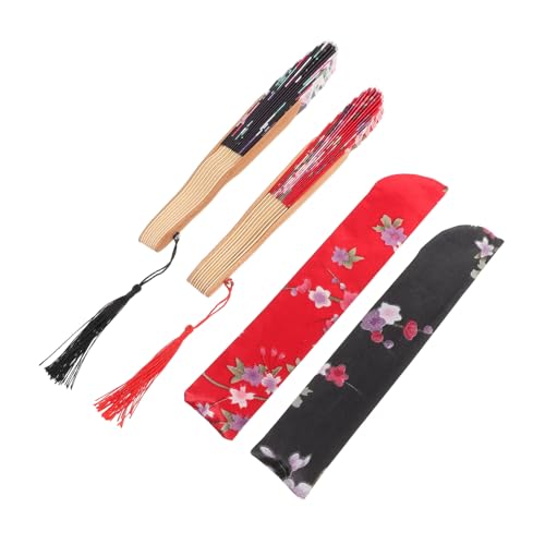 UTHCLO 2 Stück Klappbarer Handfächer Teilig Damen Chinesisch Japanischer Vintage Fächer aus Seidensatin mit Weißem Tragbeutel Leicht Elegant für Fest Festival Tanz und Party Rot Schwarz UTHCLO 2 Stück Klappbarer Handfächer Teilig Damen Chinesisch Japanischer Vintage Fächer aus Seidensatin mit Weißem Tragbeutel Leicht Elegant für Fest Festival Tanz und Party Rot Schwarz von UTHCLO