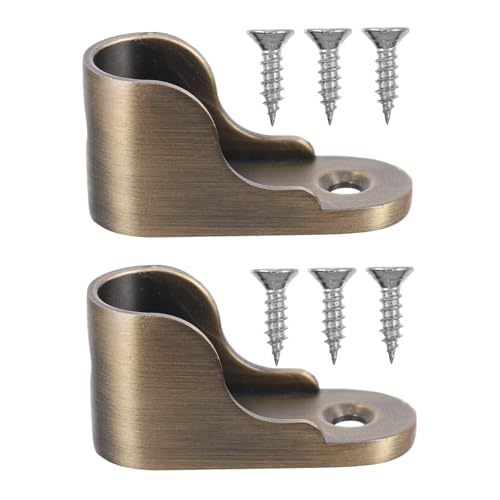 UTHCLO 2 Stück Kleiderstangenhalter aus Zinklegierung Stabile Flanschbefestigung mit Design Einfach zu Montieren Geeignet für Schrank Badezimmer und Bekleidungsläden Bronzefarben von UTHCLO