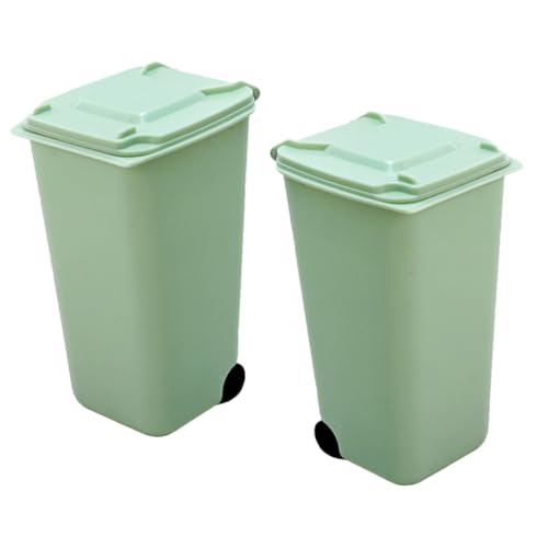 UTHCLO 2 Stück Mini Desktop Abfalleimer mit Deckel Kompakter Kleiner Abfalleimer aus Robustem PP für Büro Zuhause Geruchsdicht Platzsparend Vielseitige Aufbewahrung für Schreibtisch und von UTHCLO