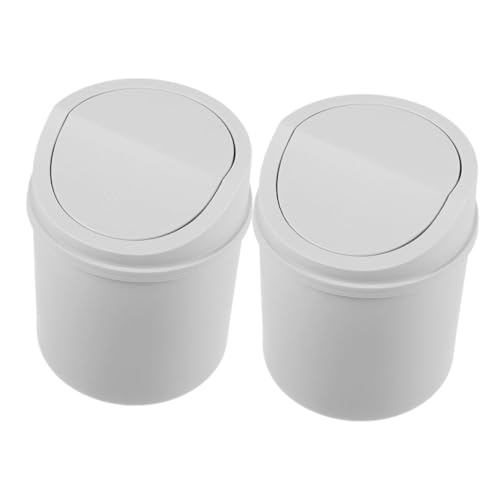 UTHCLO 2 Stück Mini Tischmülleimer mit Deckel Kompakter Papierkorb für Schreibtisch Geruchsdicht Vielseitig Einsetzbar für Büro Wohnzimmer Küche Kleines Abfallbehältnis von UTHCLO