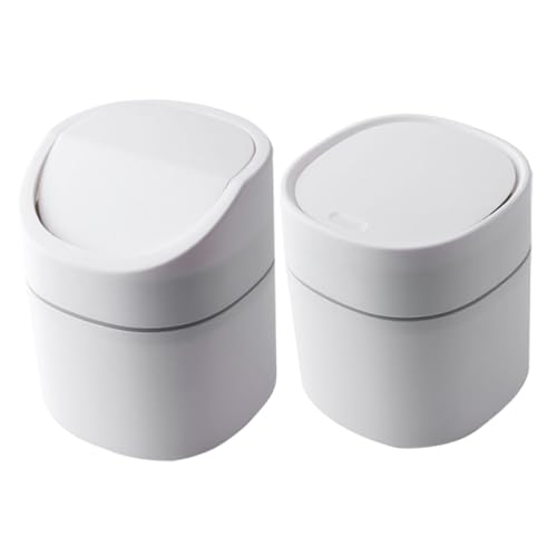 UTHCLO 2 Stück Nordic Stil Kleiner Desktop Mülleimer mit Deckel Multifunktionaler Kunststoff Abfallbehälter für Schreibtisch Büro und Haushalt Kompakter Papierkorb für Saubere von UTHCLO