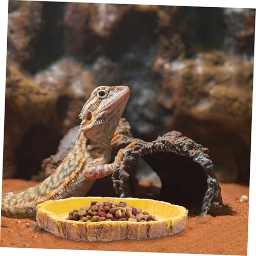 UTHCLO 2 Stück Reptilien Futterschale aus Bruchsicherem Resin für Wasserschale und Futterspender im Terrarium Geeignet für Schildkröten Echsen Schlangen Praktisches Zubehör für von UTHCLO