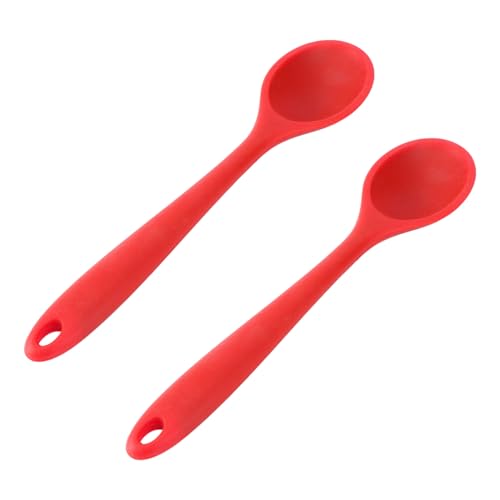 UTHCLO 2 Stück Silikonlöffel mit Langem Griff Hitzebeständig und Lebensmittelecht Kreative Küchenhelfer zum Servieren und Rühren Antihaftbeschichtet für Zuhause und Zufällige Farbe von UTHCLO