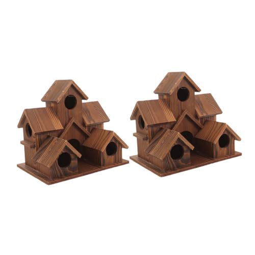 UTHCLO 2 Stück Teiliges Holz Vogelhaus für Außen Rustikales Garten-Birdhouse mit Nistkasten Dekoratives ländliches Vogelhaus für Garten Terrasse und Balkon Wetterfestes Wildvogel-Nest von UTHCLO