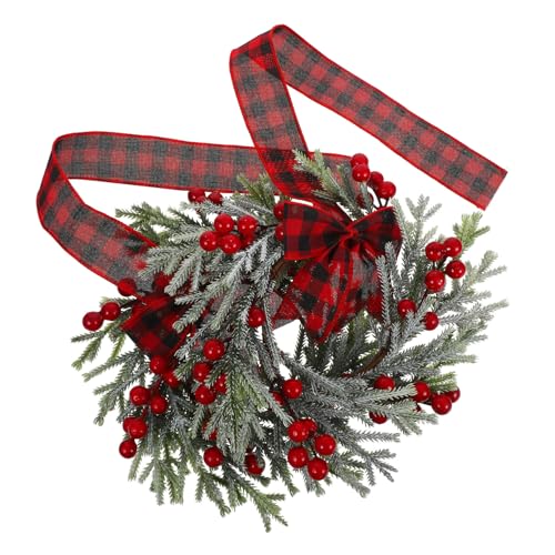 UTHCLO 2 Stück Teiliges Kleine Hängende Künstliche Blumenkränze Mit Roter Beeren Tannennadel-Dekoration Für Fenster Türen Schränke Innenraum Weihnachtsdeko von UTHCLO