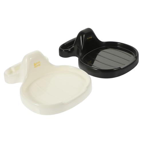 UTHCLO 2 Stück Teiliges Küchen Topfdeckelhalter und Löffelablage aus Robustem PP Rutschfester Utensilien Organizer für Arbeitsplatte Platzsparend Schwarz und Weiß Multifunktional für von UTHCLO