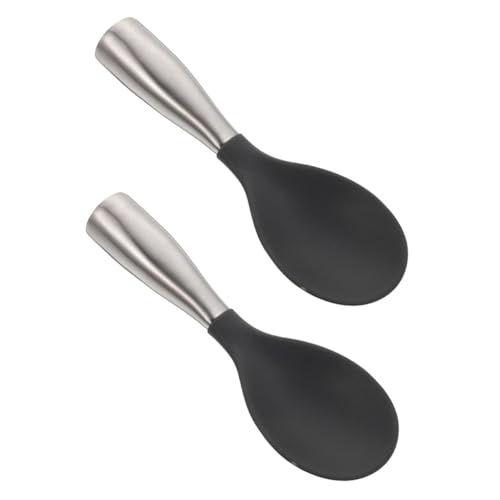 UTHCLO 2 Stück Teiliges Reislöffel Edelstahlgriff Hitzebeständige Silikon küchenhelfer Rutschfeste Antihaftbeschichtete Servierlöffel Leicht zu Reinigen für Haushalt Hotel und Restaurant von UTHCLO