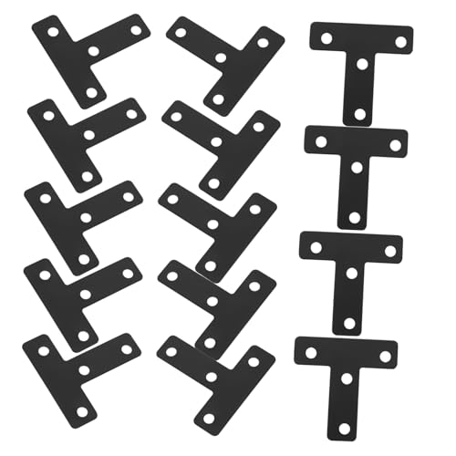 UTHCLO 20 Stück Teiliges schwarzer Edelstahl T förmiger Flachwinkel mit Schrauben universeller Möbel Eckverbinder für Holzrahmen Regalsysteme und Schränke schwerlastfähige Montagehilfe von UTHCLO