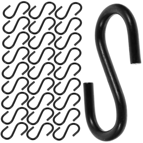 UTHCLO 200 Stück S Haken aus Metall Kleine Multifunktionale Wandhaken Rostfrei Platzsparend für Küche Bad Garderobe Kleiderhaken Schlüssel und Taschenhalter Schwarz von UTHCLO