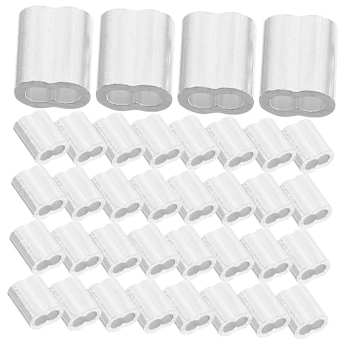 UTHCLO 200 Stück Teiliges Aluminium Kabelpresshülsen mit Doppelöffnung für Stahlseil Langlebige Drahtseilklemme Einfache Anwendung für Seilbefestigung und Transport Silberfarben UTHCLO 200 Stück Teiliges Aluminium Kabelpresshülsen mit Doppelöffnung für Stahlseil Langlebige Drahtseilklemme Einfache Anwendung für Seilbefestigung und Transport Silberfarben von UTHCLO