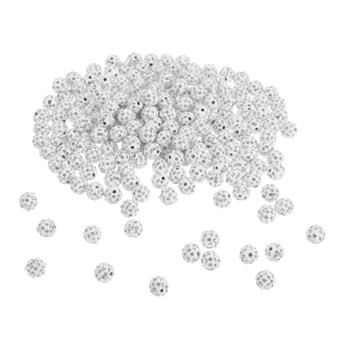 UTHCLO 200 Stück Weiße Glänzende Disco Ball Strass Clay Perlen für Schmuckherstellung Funkelnde Shamballa Schmuckperlen für Halsketten Armbänder und Ohrringe Vielseitig für Kreative von UTHCLO