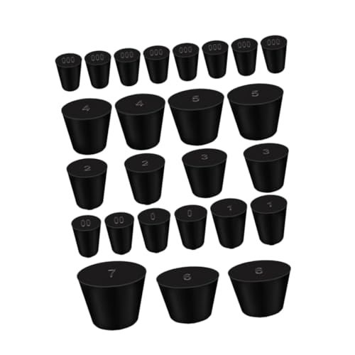 UTHCLO 25 Stück Teiliges Schwarze Gummistopfen aus Festem Kautschuk Langlebige Altersbeständige Verschlussstopfen in Vielseitig für Labor Reagenzgläser Flaschen und Haushaltsbehälter von UTHCLO