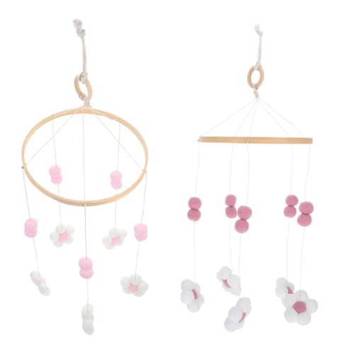 UTHCLO 2stücke Teiliges Babybett-Mobile Aus Holz Weißen Bällen Und Blumen Dekoration Für Kinderzimmer Decke Fördert Die Sensorische Entwicklung Und Motorik von UTHCLO