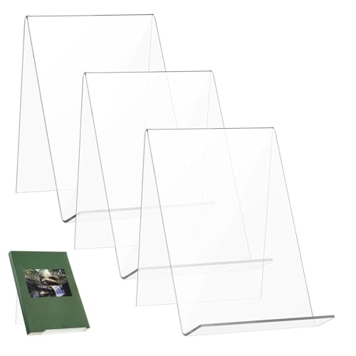 UTHCLO 3 Acryl Display Ständer Teilig Klar Leichter Magazinhalter Platzsparend Modern für Alben Broschüren Bilderständer Organizer für Büro Wohnzimmer von UTHCLO